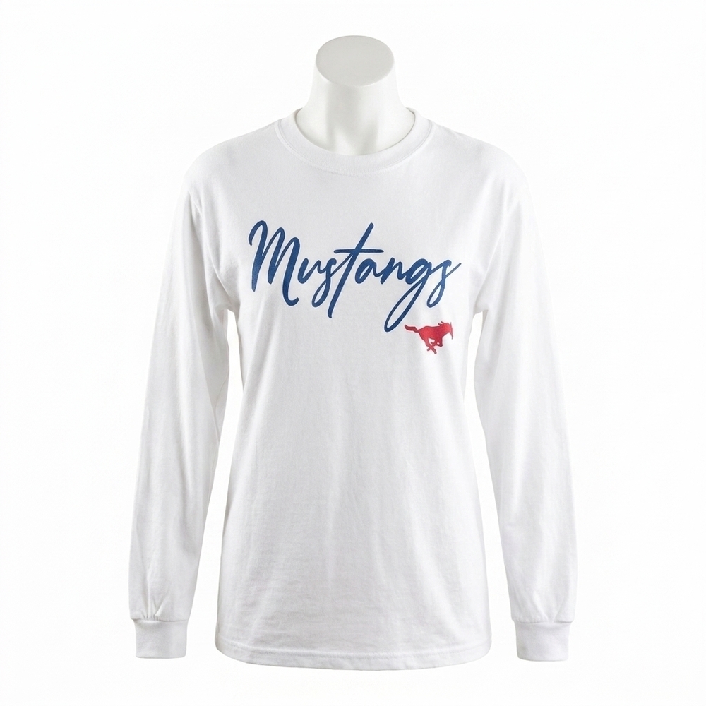 NEW GAMEDAY COUTURE smu long sleeve crew tee in white